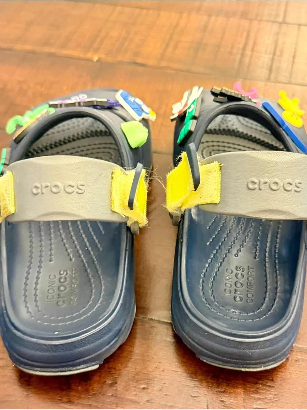 Crocs J3 Kids Classic All-Terrain Sandal Black & 14Charms Adjustable Straps